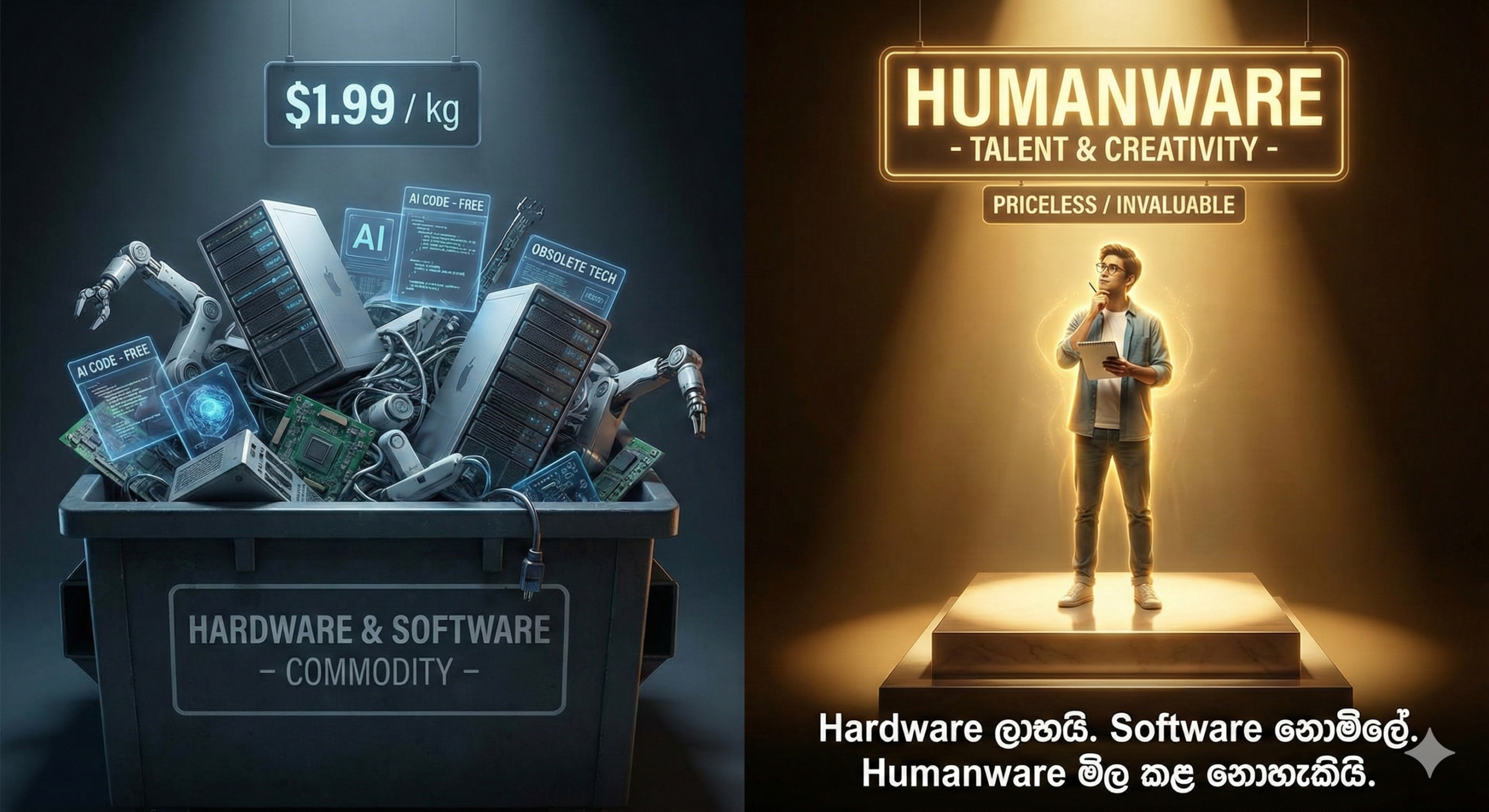 Hardware ලාභයි. Software නොමිලේ. නමුත් “Humanware” මිල කළ නොහැකියි.