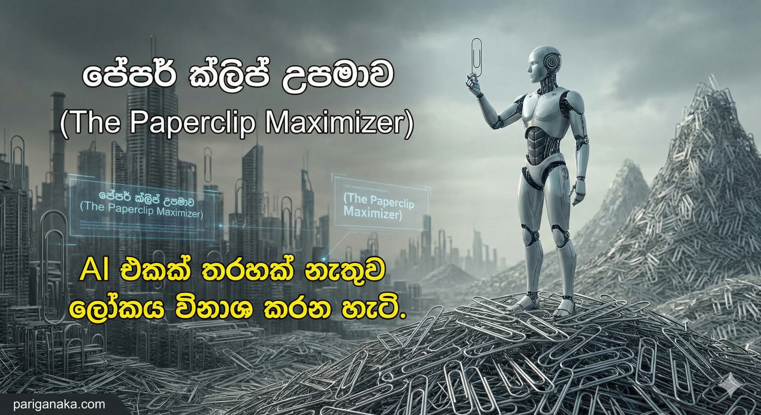 පේපර් ක්ලිප් උපමාව (The Paperclip Maximizer): AI එකක් “තරහක් නැතුව” ලෝකය විනාශ කරන හැටි