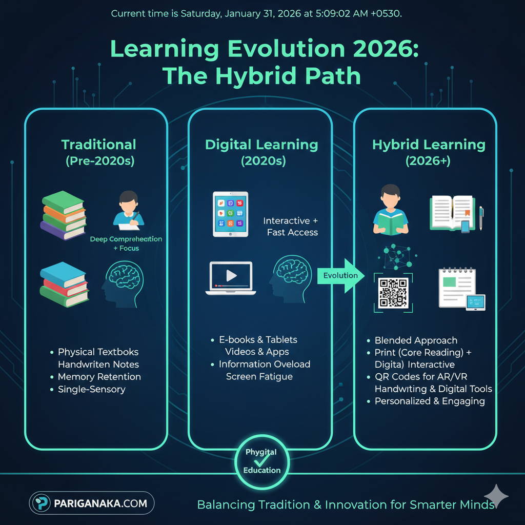 මුද්‍රිත පොත්ද? ඩිජිටල් තිරද? 2026 අධ්‍යාපනයේ “මැද මාවත”