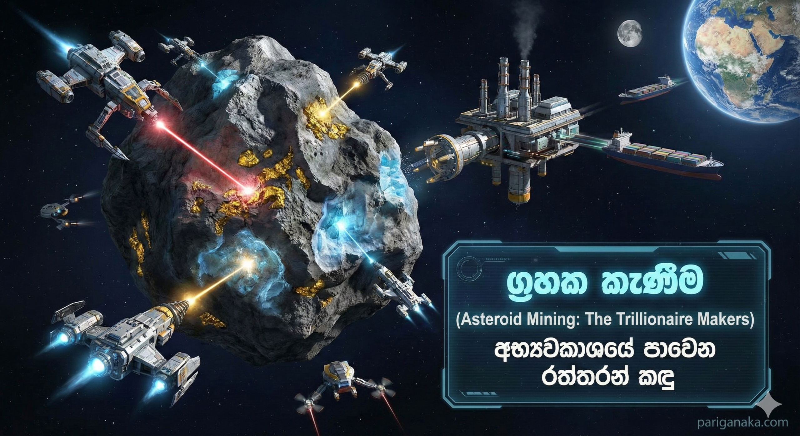 ග්‍රහක කැණීම (Asteroid Mining): අභ්‍යවකාශයේ පාවෙන රත්තරන් කඳු සහ ලොව පළමු ට්‍රිලියනපතියා