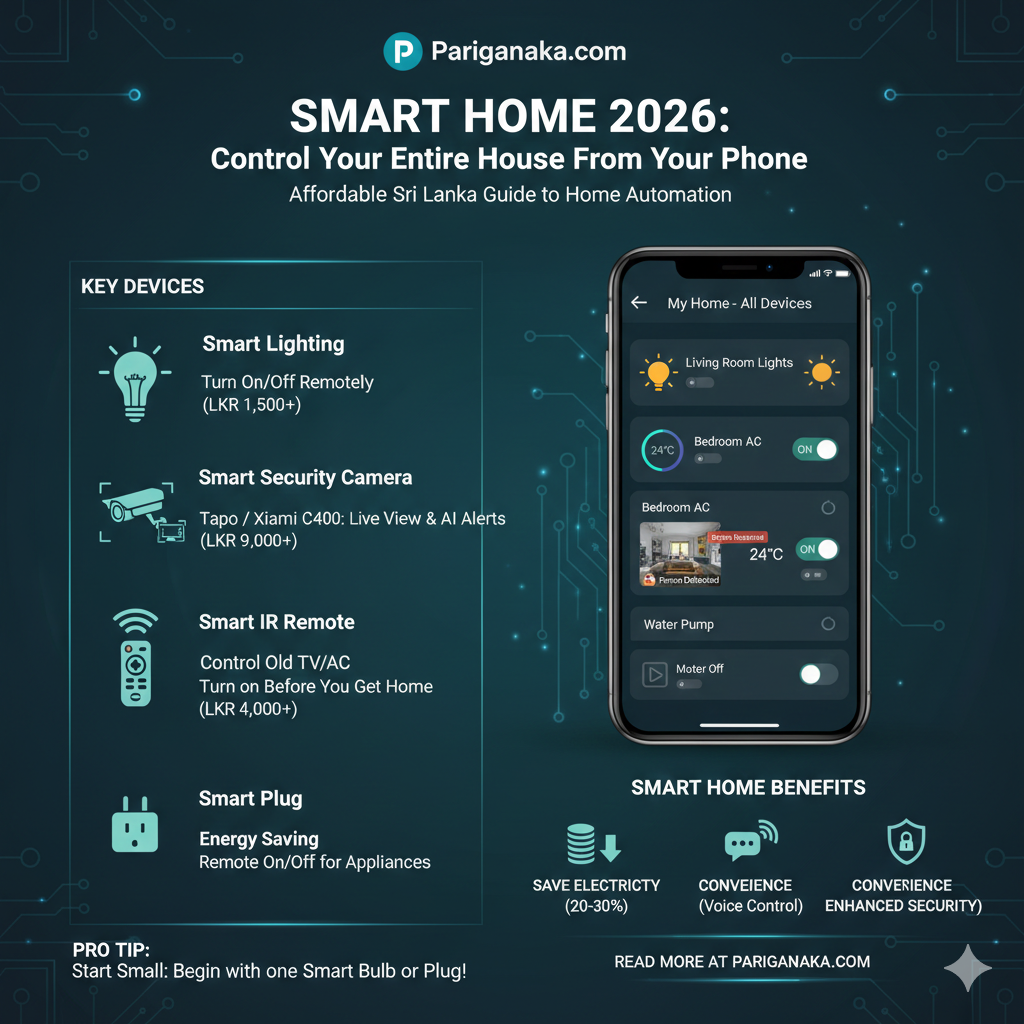 [2026 Guide] ඔබේ ස්මාර්ට්ෆෝන් එකෙන් මුළු ගෙදරම පාලනය කරන්නේ කොහොමද? Smart Home විප්ලවය