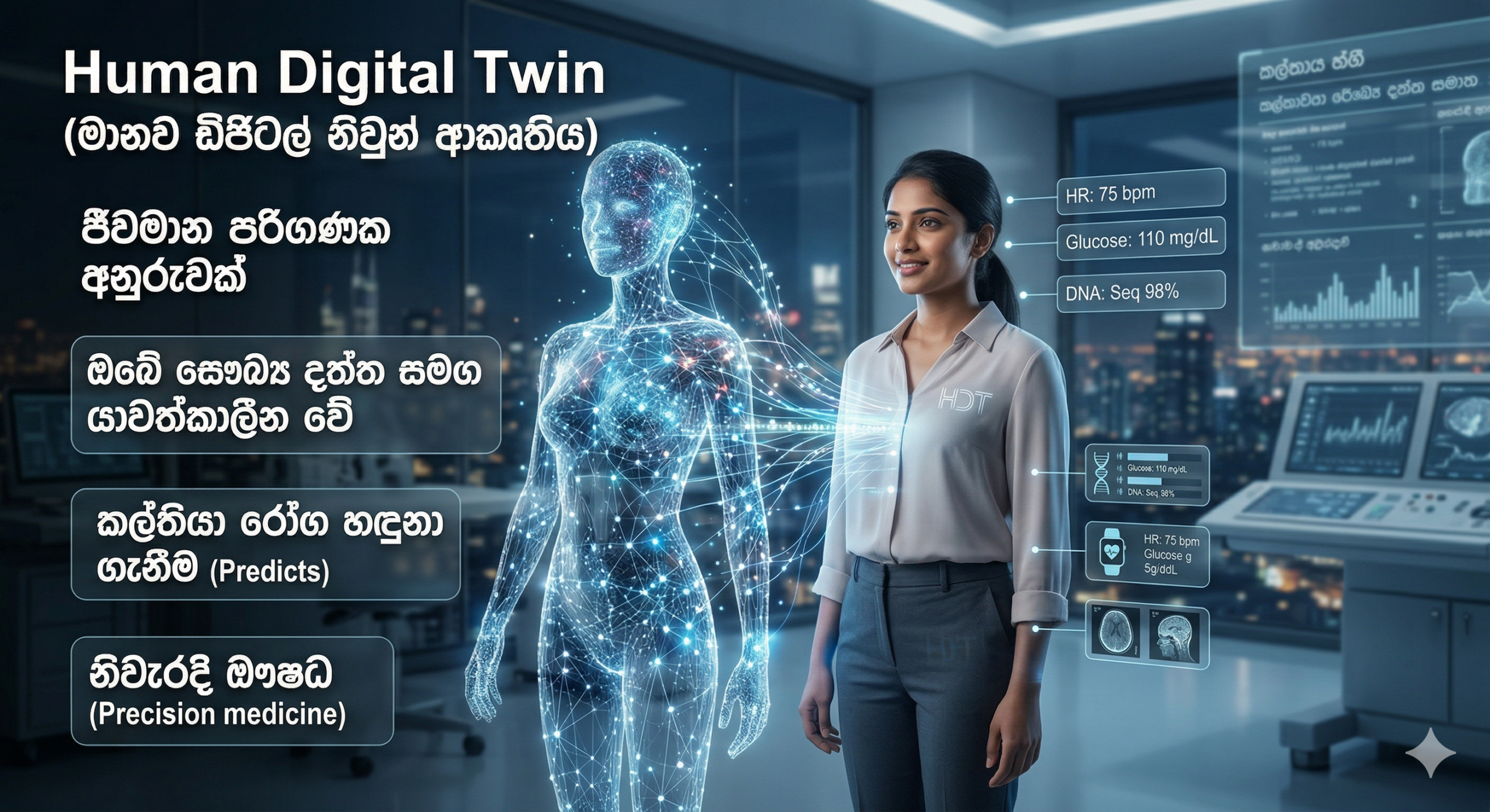 Human Digital Twin (මානව ඩිජිටල් නිවුන් ආකෘතිය): වෛද්‍ය විද්‍යාවේ සහ තාක්ෂණයේ අනාගත විප්ලවය