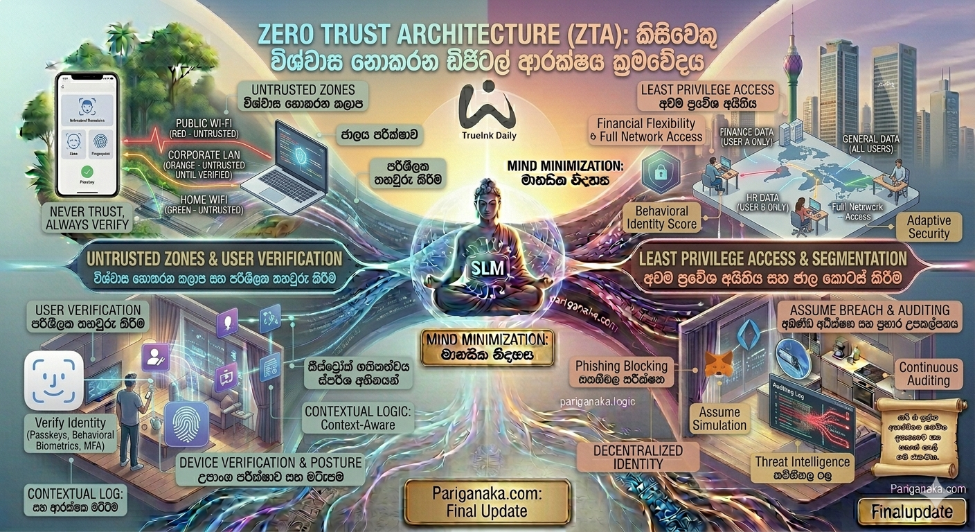 Zero Trust Architecture (ZTA): කිසිවෙකු විශ්වාස නොකරන ඩිජිටල් ආරක්ෂණ ක්‍රමවේදය