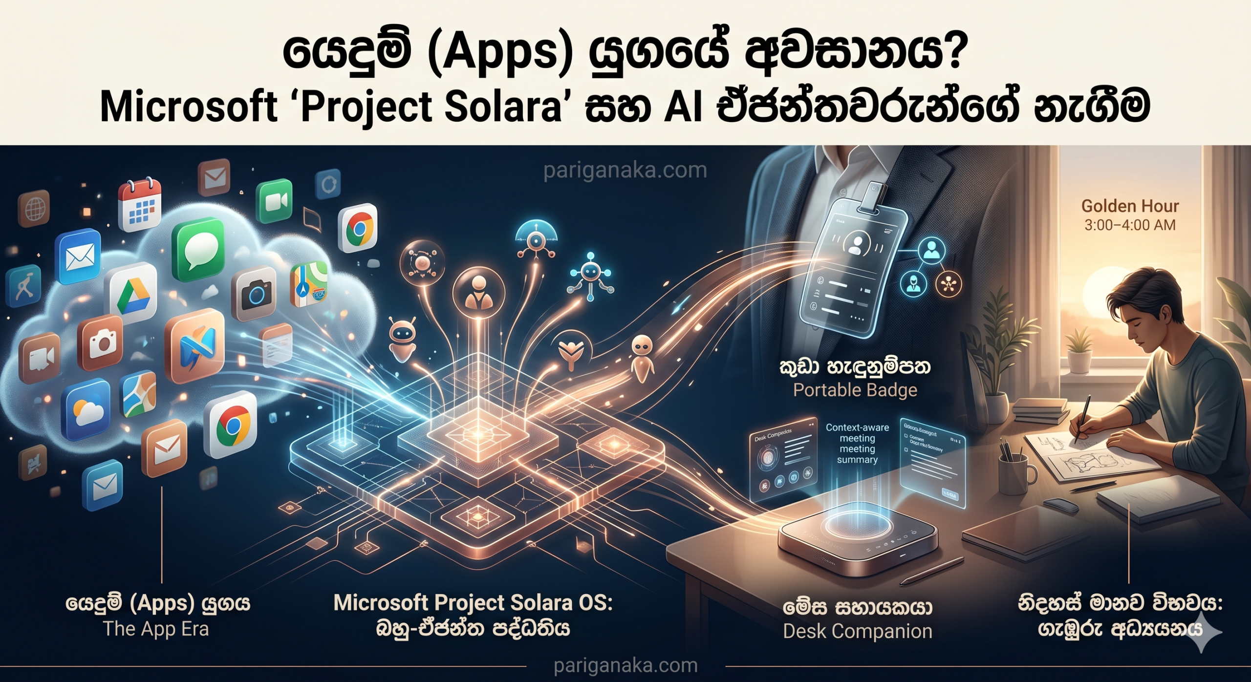 යෙදුම් (Apps) යුගයේ අවසානය? Microsoft ‘Project Solara’ සහ AI ඒජන්තවරුන්ගේ නැගීම