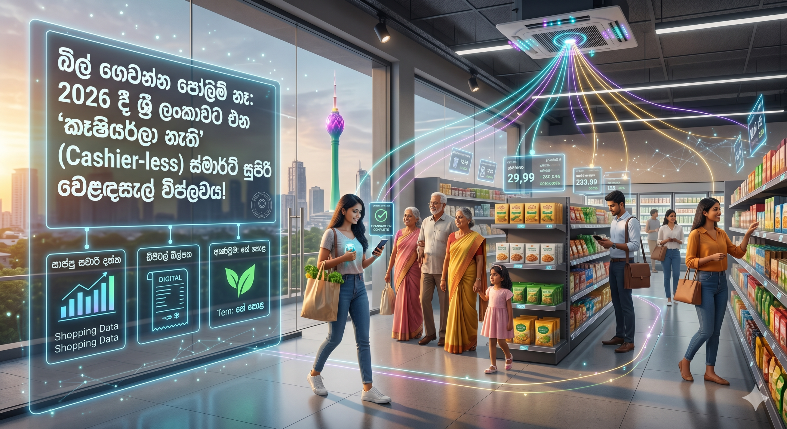 බිල් ගෙවන්න පෝලිම් නෑ: 2026 දී ශ්‍රී ලංකාවට එන ‘කෑෂියර්ලා නැති’ (Cashier-less) ස්මාර්ට් සුපිරි වෙළඳසැල් විප්ලවය!
