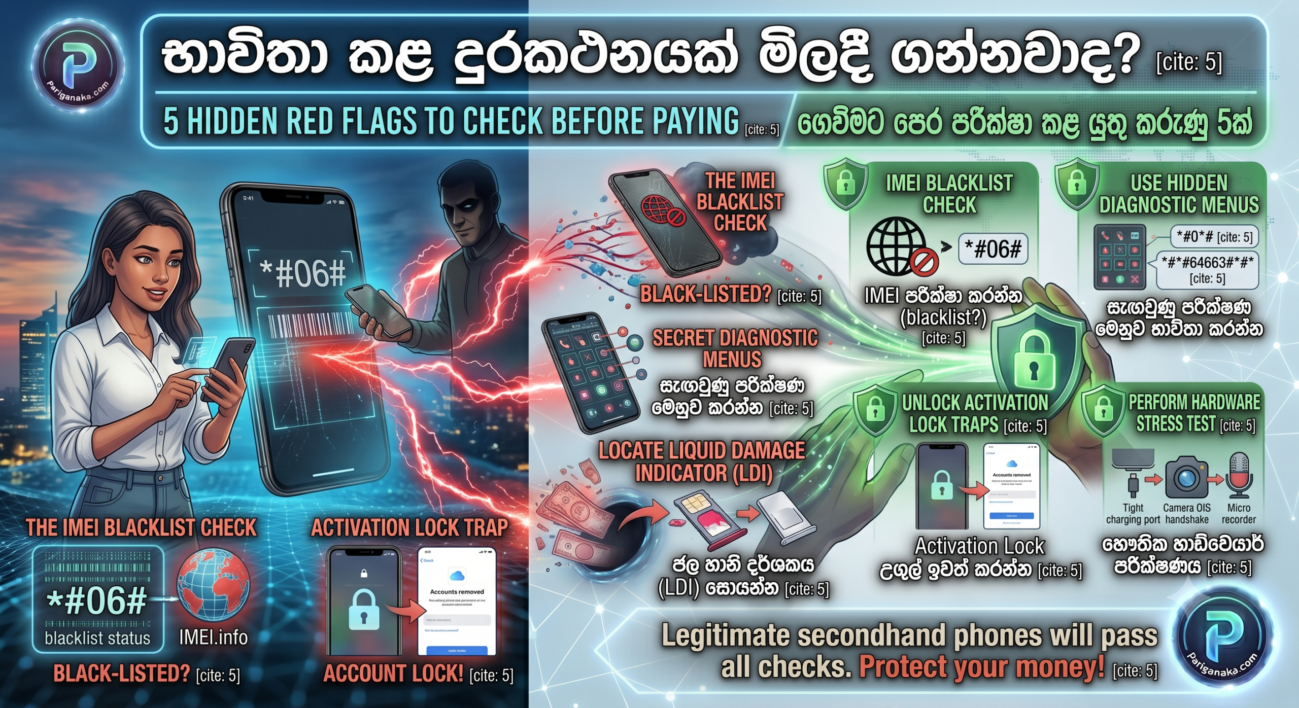 පාවිච්චි කරපු ෆෝන් එකක් ගන්නවද? සල්ලි දෙන්න කලින් අනිවාර්යයෙන්ම පරීක්ෂා කළ යුතු රහිත කරුණු 5ක්