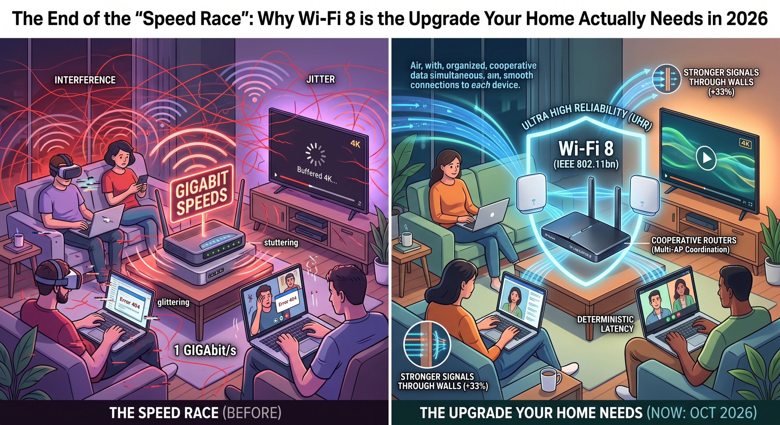 “වේගය” පසුපස හඹා යාමේ අවසානය: 2026 දී ඔබේ නිවසට Wi-Fi 8 යාවත්කාලීන කිරීමක් සැබවින්ම අවශ්‍ය වන්නේ ඇයි?