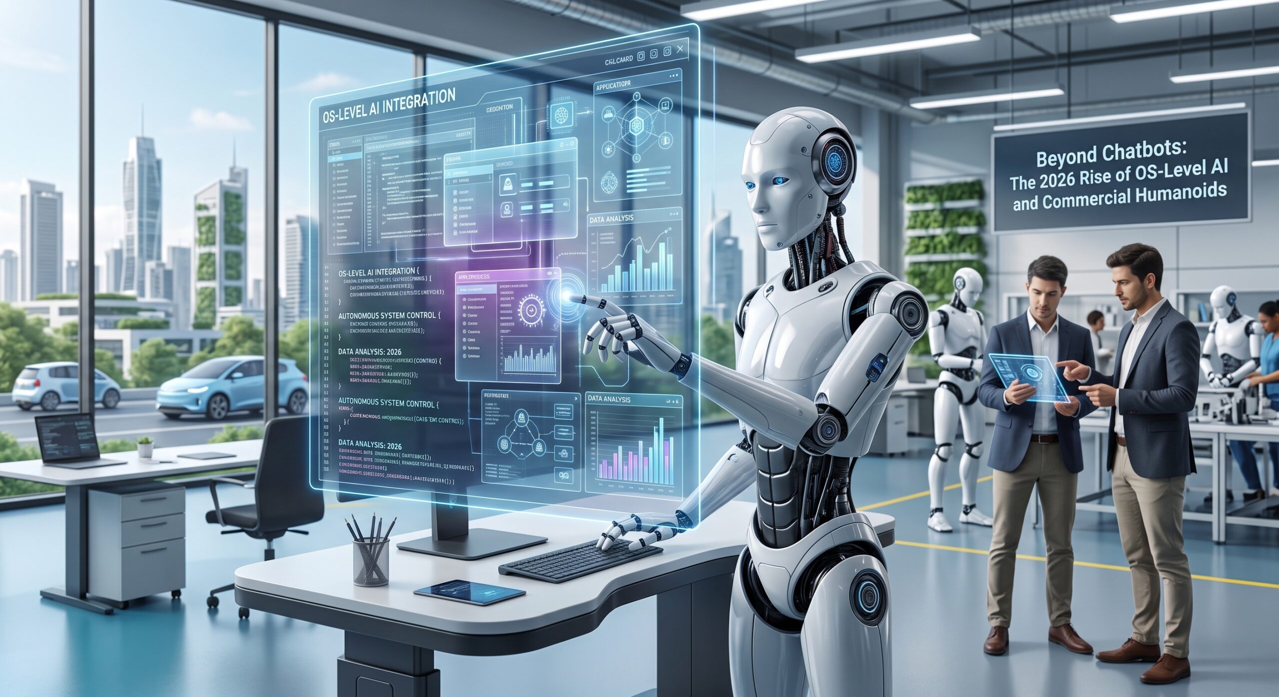 Chatbots වලින් ඔබ්බට: 2026 දී OS-මට්ටමේ කෘත්‍රිම බුද්ධිය (AI) සහ වාණිජ Humanoid රොබෝවරුන්ගේ නැගීම.
