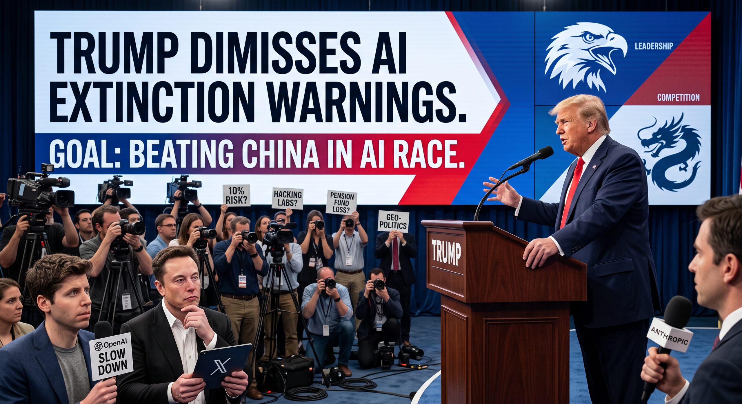 Trump Dismisses AI Extinction Warnings, Prioritizes Beating China in AI Race