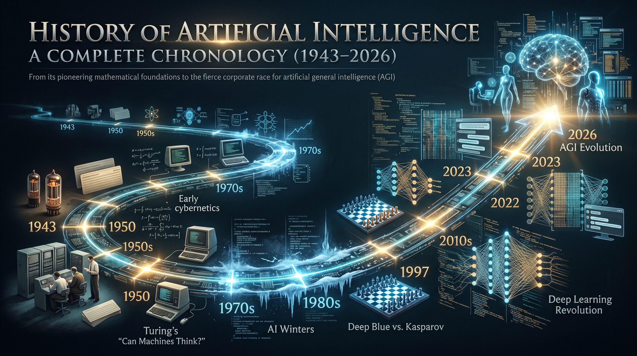 History of Artificial Intelligence: A Complete Chronology (1943–2026)